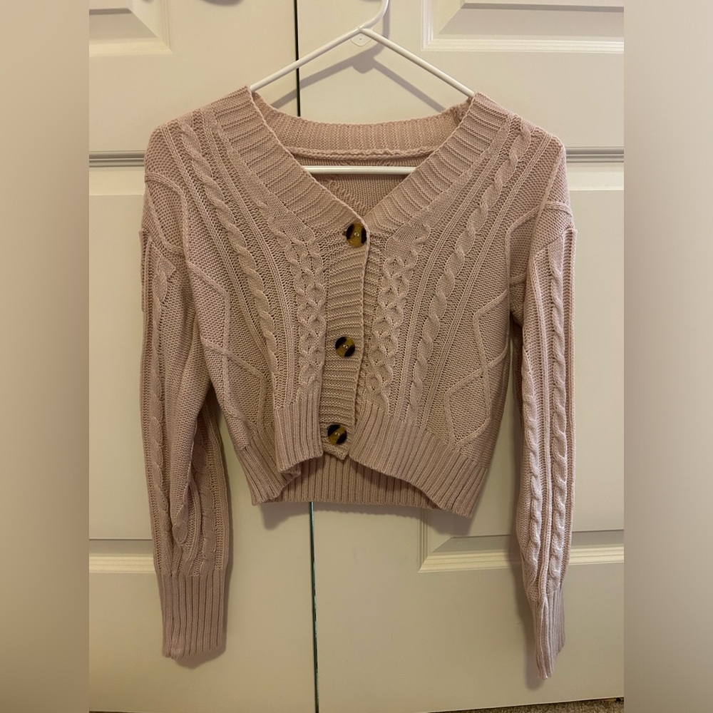 Cropped button up sweater